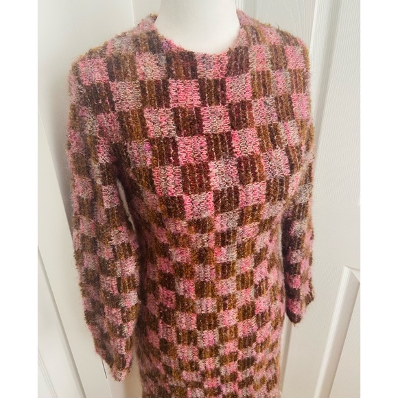 60s/70s Vintage Brown & Pink Dress size small/xs - Picture 5 of 7